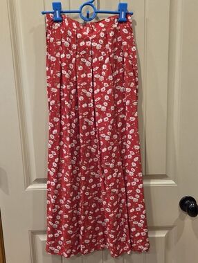NWT Vtg 90s Notations Woman Red Floral Rayon Maxi Skirt 2X Made in USA Daisy